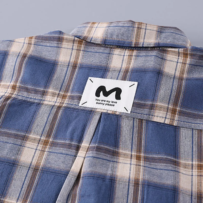 Boys Blue Checked Short Sleeve Shirt With Printed T-Shirt And Shorts Sets 3 pc. Sets