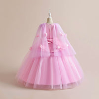 Girls Flower Applique Party Wear Gown Party Dresses   