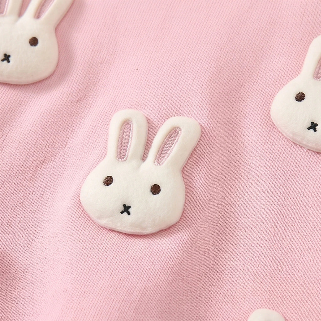 Girls Pink Rabbit Applique Sweatshirt & Joggers Sets Sets