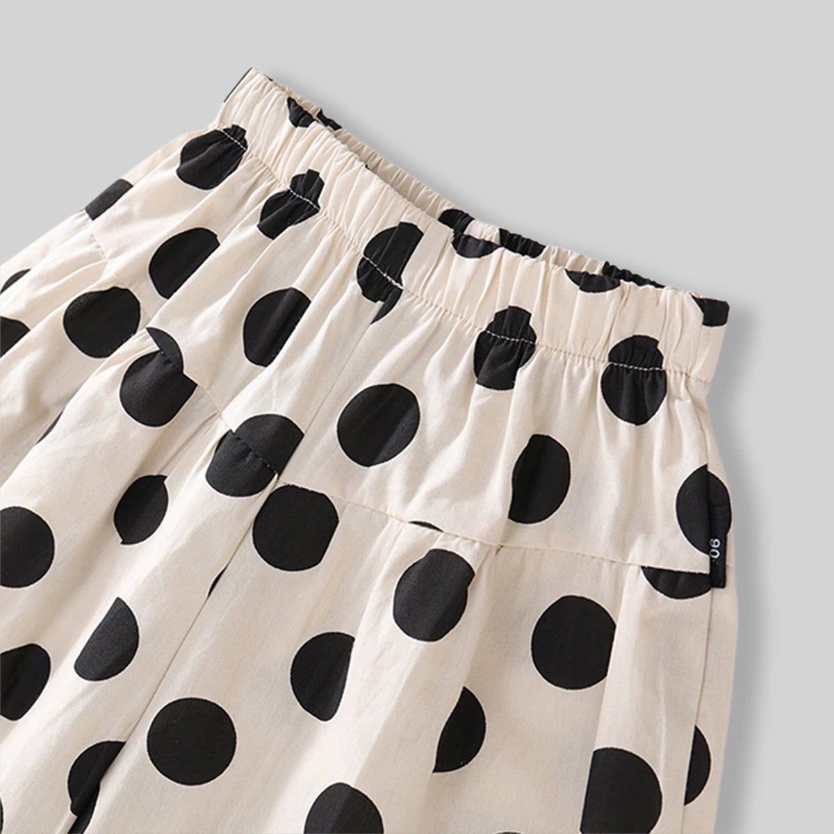 Girls Apricot Polka Dot Printed Puff Sleeve Top With Elasticated Pants Sets Sets