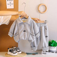 Boys Grey Polo Sweatshirt With Jogger Co-ord Sets Sets Grey 1-2 Y