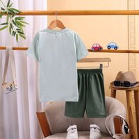 Boys Green Biker T-Shirt With Elasticated Shorts Sets 2 pc. Sets