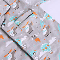 Girls Grey Hot Air Balloon Print Short Sleeve Shirt With Elasticated Pants Sets Sets