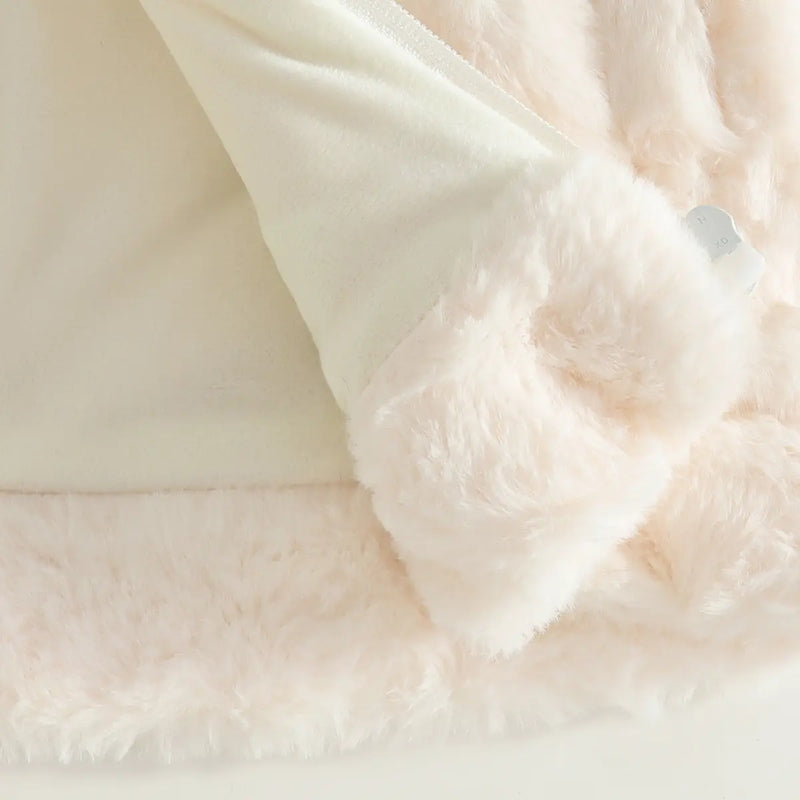 Girls White Polar Fleece Hooded Zipper Jacket Coats & Jackets