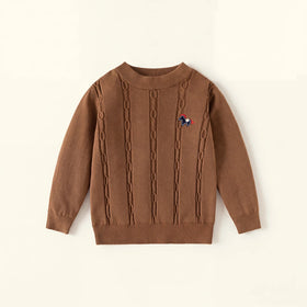 Boys Brown Long Sleeve Cable Knit Sweater Sweaters & Cardigans Brown 2-3 Y