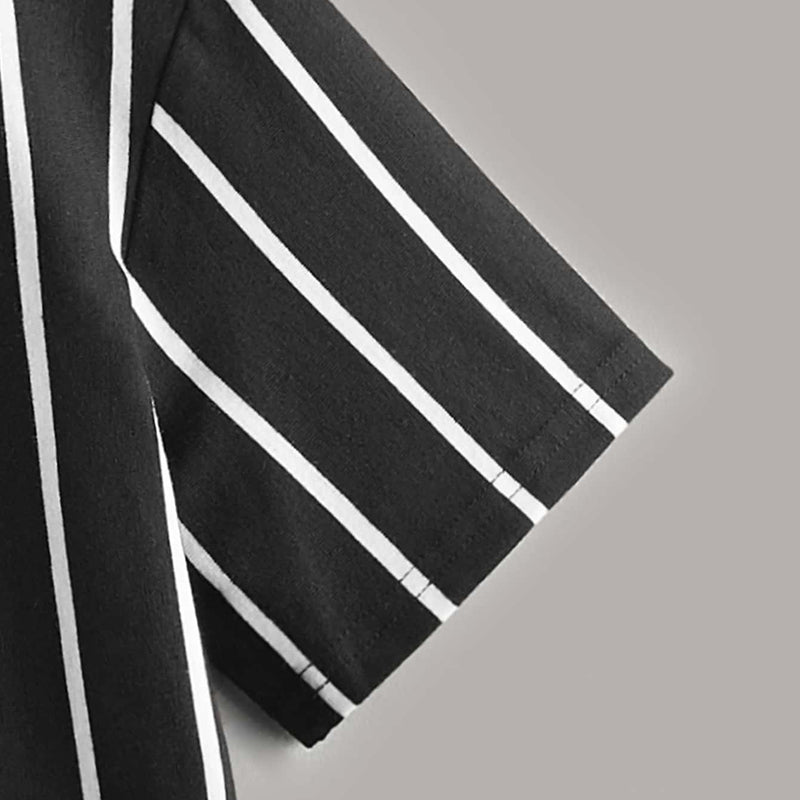 Boys Black And White Striped Short Sleeves T-Shirt ( Pack Of 2 ) Tshirts