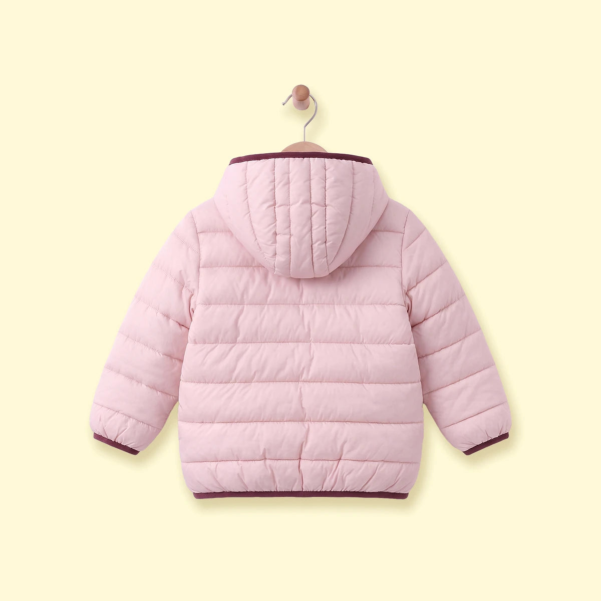 Girls Light Pink Hooded Zip-up Puffer Jacket Coats & Jackets