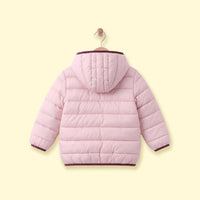 Girls Light Pink Hooded Zip-up Puffer Jacket Coats & Jackets