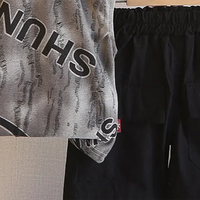 Boys Grey Typographic Printed Sleeveless T-Shirt With Shorts Sets Sets