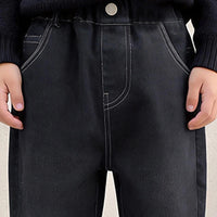 Boys Black Denim Pants with Back Wave Graphic Pants