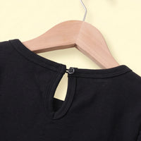 Girls Black Typography Long Sleeve Fit & Flare Dress Casual Dresses