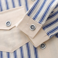 Boys Blue Striped Long Sleeve Shirt With T-shirt & Denims Pants Set Sets