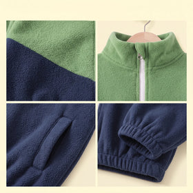 Boys Green Colorblocked Long Sleeve Zip-Up Jacket Coats & Jackets