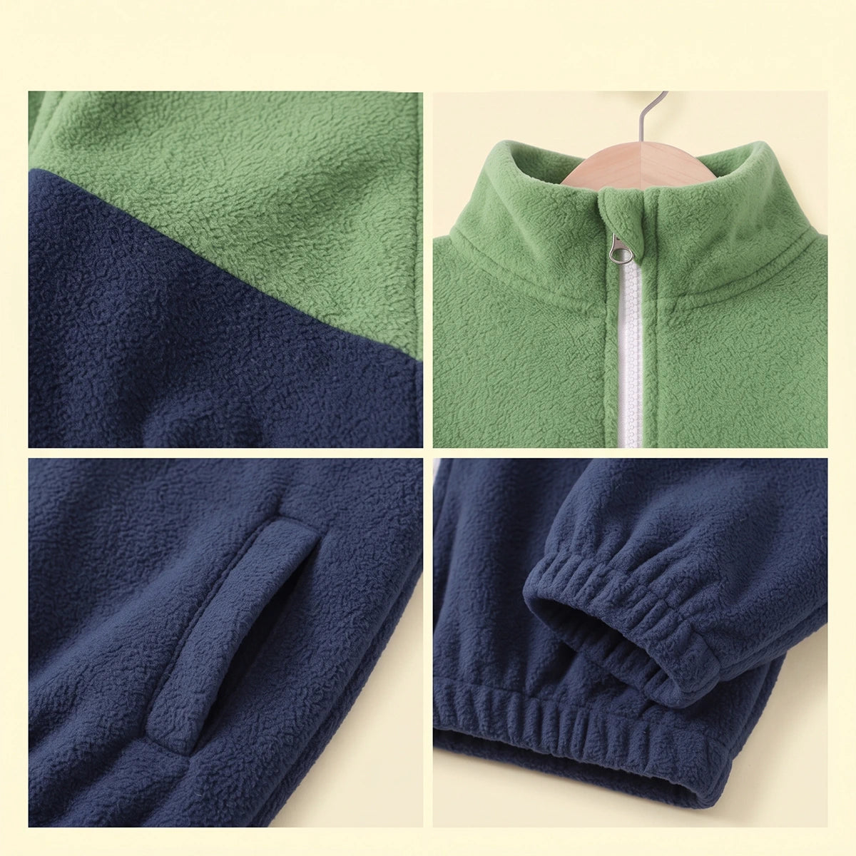 Boys Green Colorblocked Long Sleeve Zip-Up Jacket Coats & Jackets