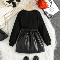 Girls Black Self-Design Long Sleeves Top With Skirt Sets Sets