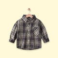 Boys Navy Blue Checked Long Sleeve Shirt Shirts Navy Blue 1-2 Y