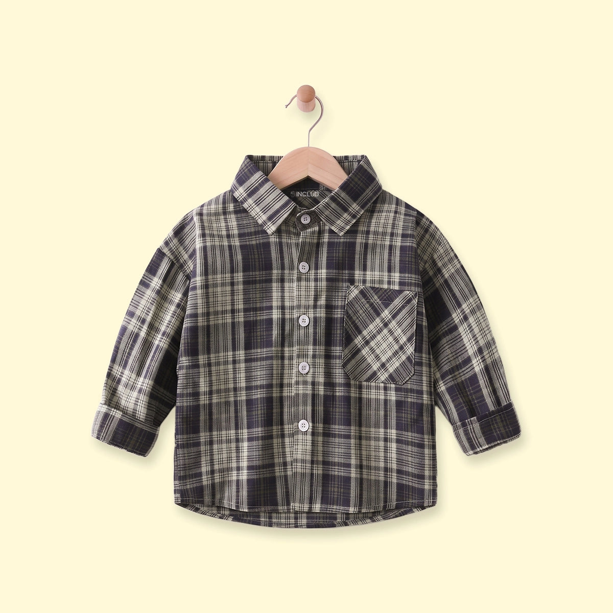 Boys Navy Blue Checked Long Sleeve Shirt Shirts Navy Blue 1-2 Y