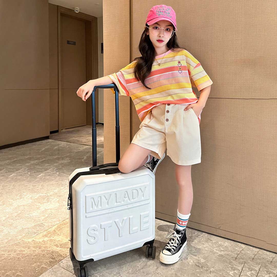 Girls Striped Short Sleeve T-Shirt With Shorts Set 2 pc. Sets   