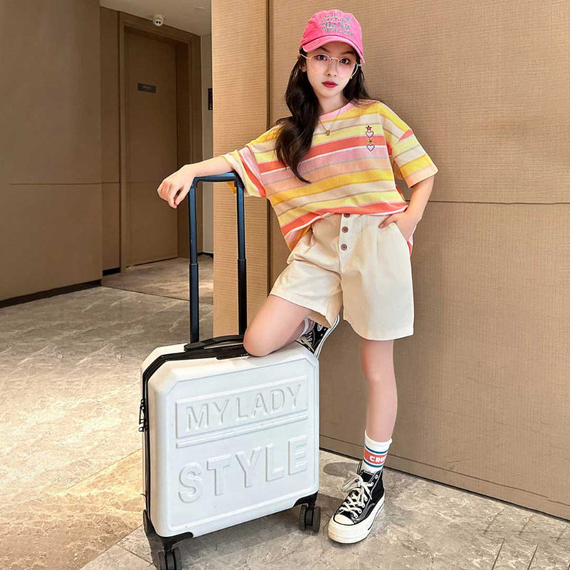 Girls Striped Short Sleeve T-Shirt With Shorts Set 2 pc. Sets   