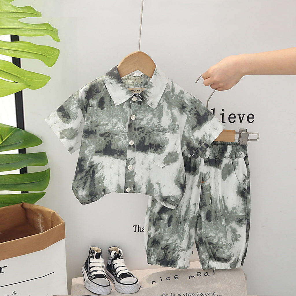 Boys Short Sleeve Tie And Dye Shirt With Shorts