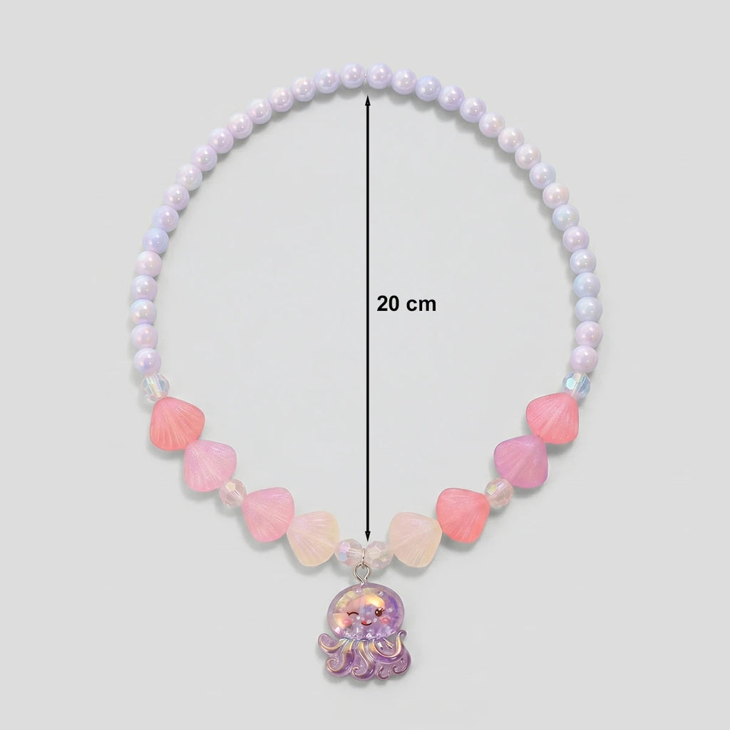 Pack Of 5 Girls Multicolour Jellyfish and Seashell Beads Necklace Sets Necklace and Chains