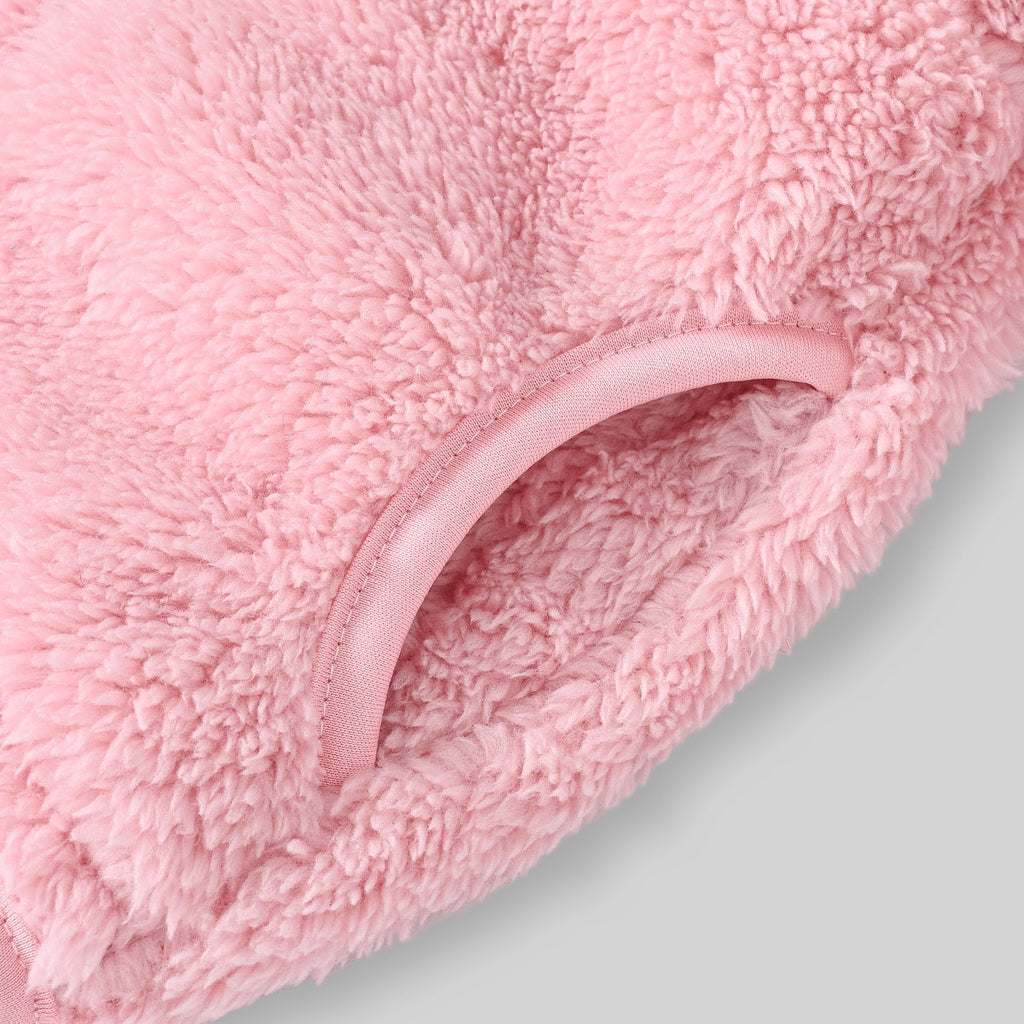 Girls Pink Solid Polar Fleece Zip Up Winter Jacket Coats & Jackets