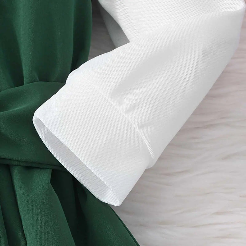Girls Green Solid Long Sleeves Shirt Dress Casual Dresses