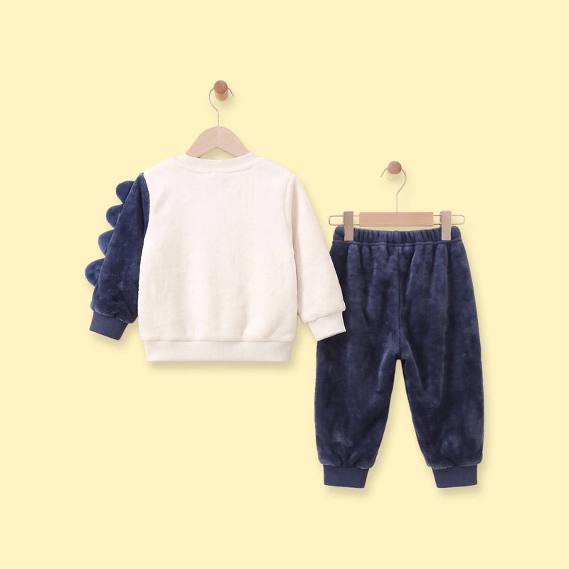 Boys Navy Blue Dinosaur Applique Fleece Sweatshirt With Pants Sets 2 pc. Sets