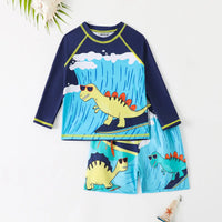 Boys Sky Blue Dinosaur Print T-Shirt With Shorts Swimwear Sets Beachwear Sky Blue 3-4 Y