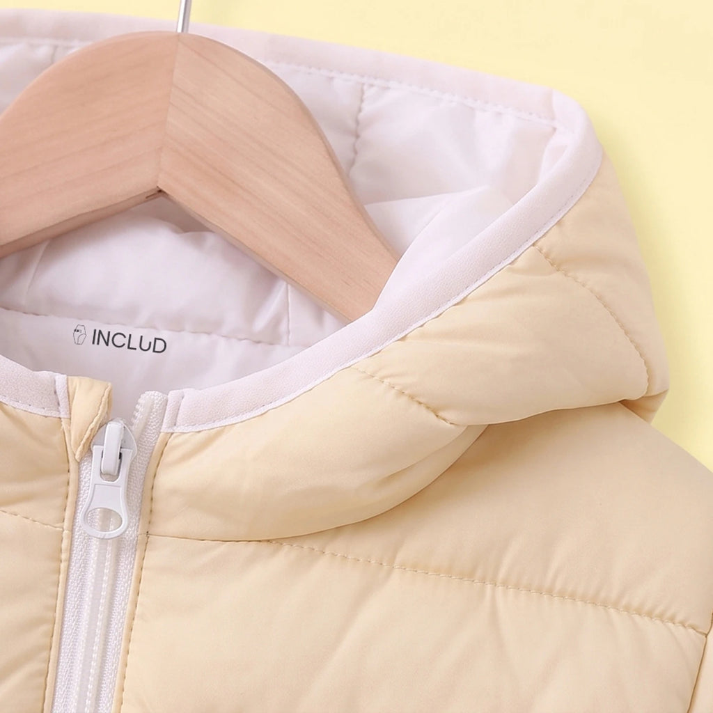 Girls Yellow Hooded Zip-up Puffer Jacket Coats & Jackets