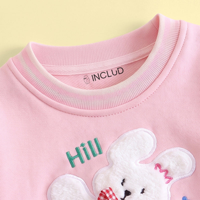 Girls Pink Bunny Applique Sweatshirt & Pants Sets Sets
