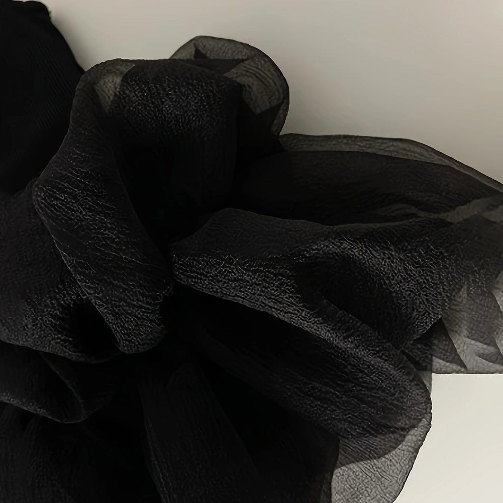 Girls Black Sleeveless Tulle Ruffles Fit & Flare Dress Casual Dresses
