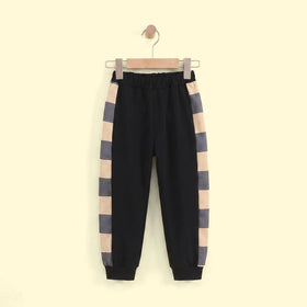 Boys Black Striped Elasticated Pants Pants Black 3-4 Y