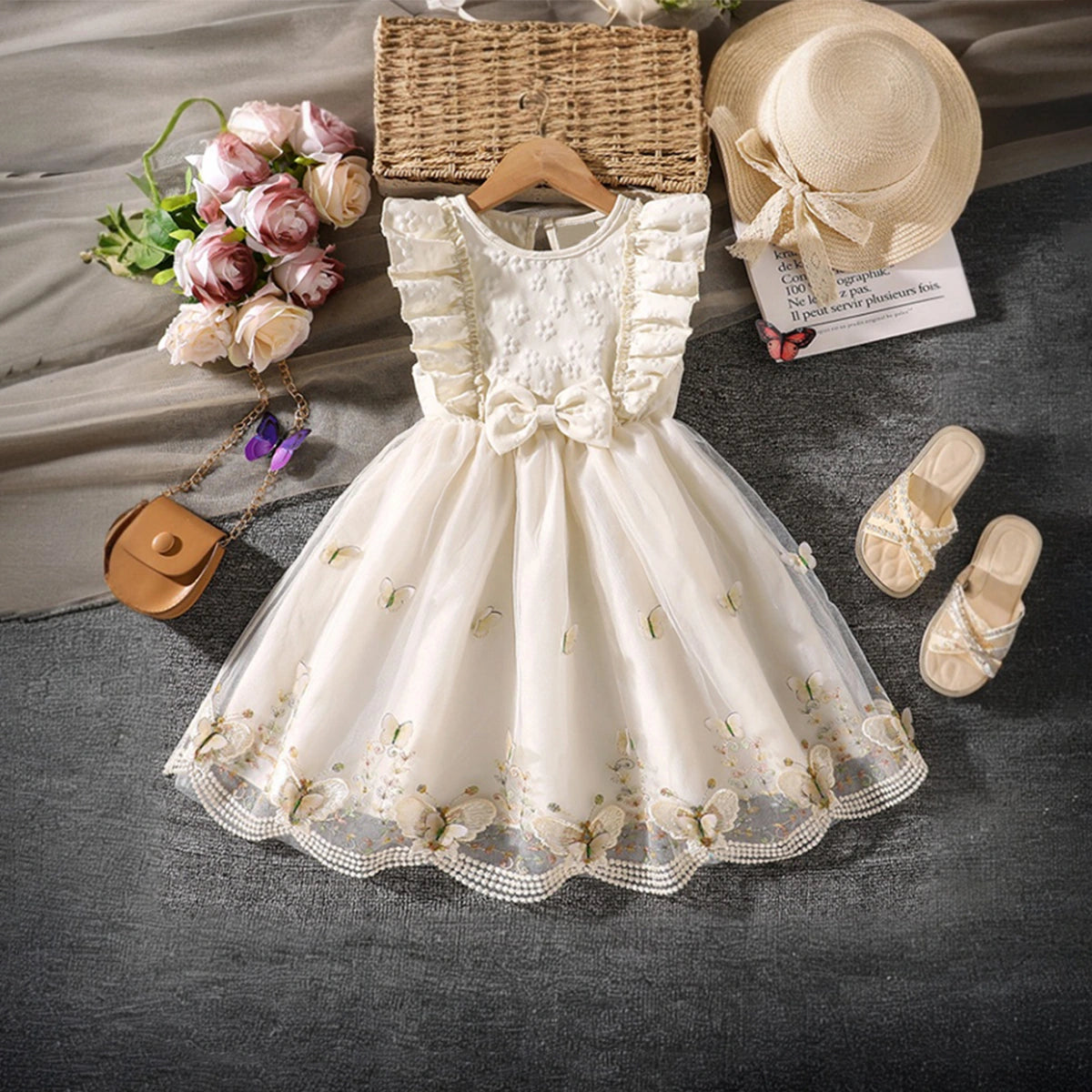 Buy Cream Fit & Flare Party Dress for Girls