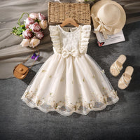 Girls Cream Butterfly Applique Flutter Sleeve Fit & Flare Party Dress Party Dresses Cream 2-3 Y
