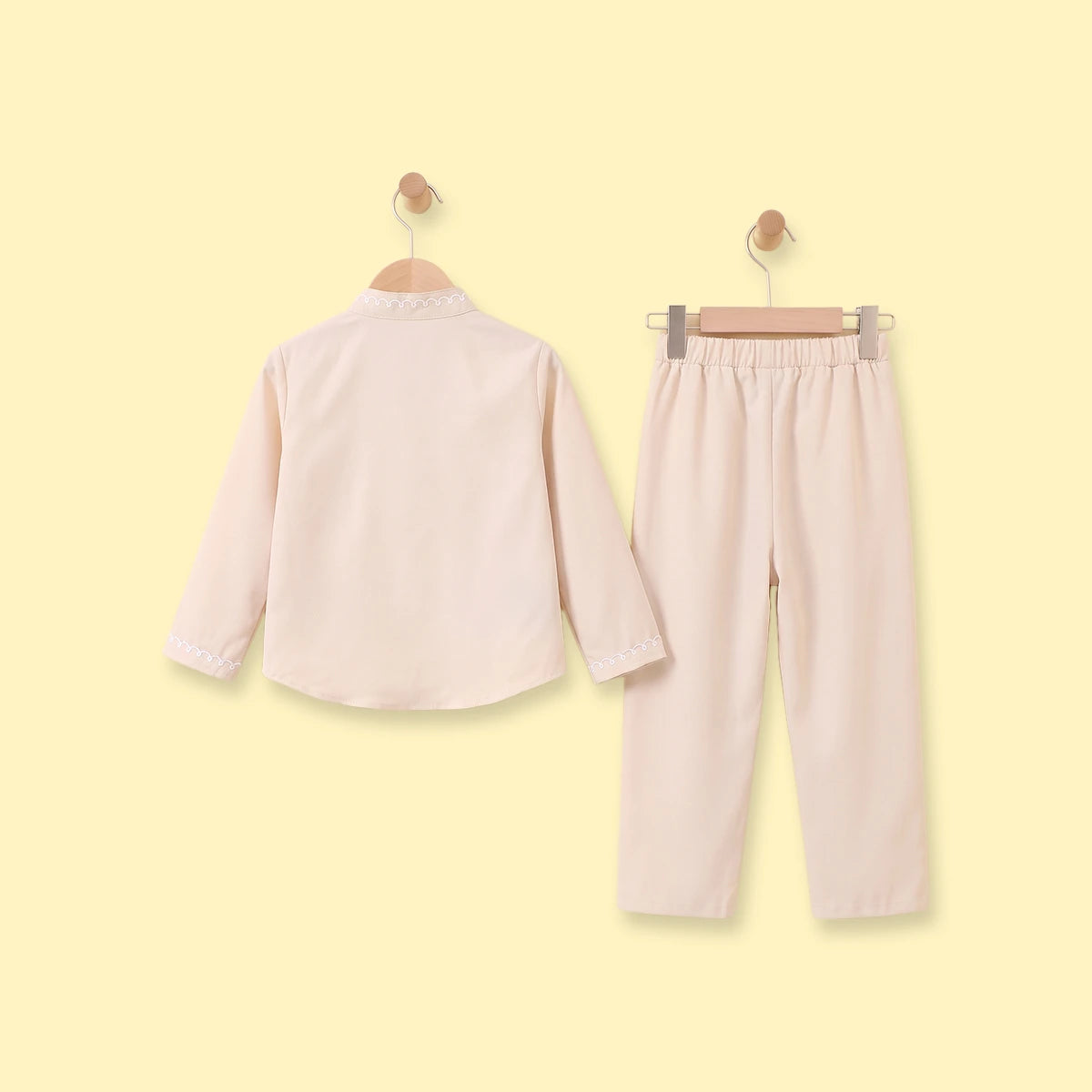 Boys Beige Ethnic wear Long Sleeve Kurta With Pyjama Sets Ethnicwear Boys