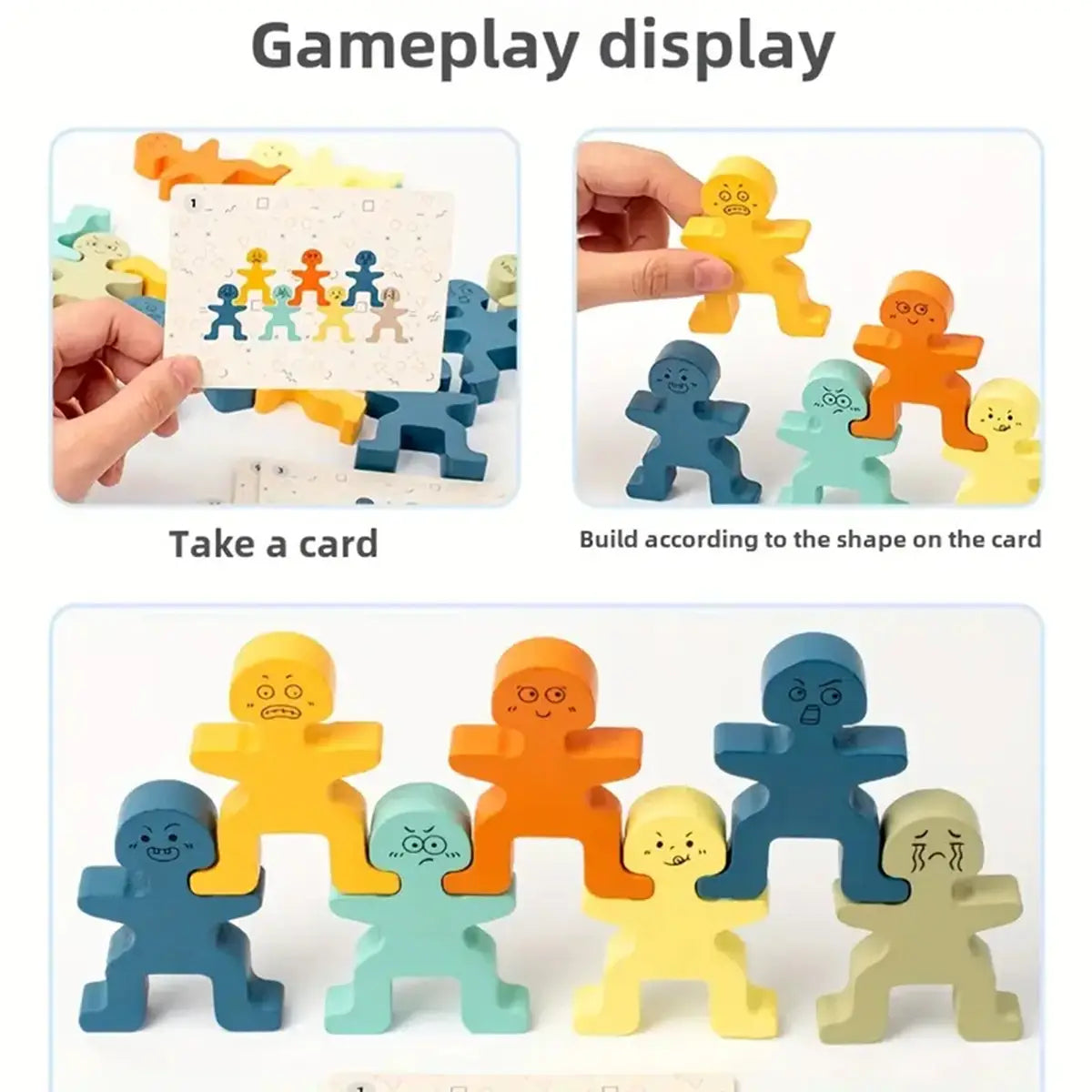 Kids Multicolor Wooden Emotion Stacking Blocks Toy Trending Accessories Multicolor Onesize