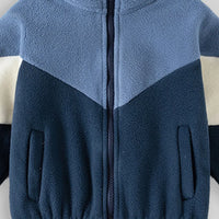 Boys Multicolor Colorblocked Fleece Zip-up Jacket Coats & Jackets