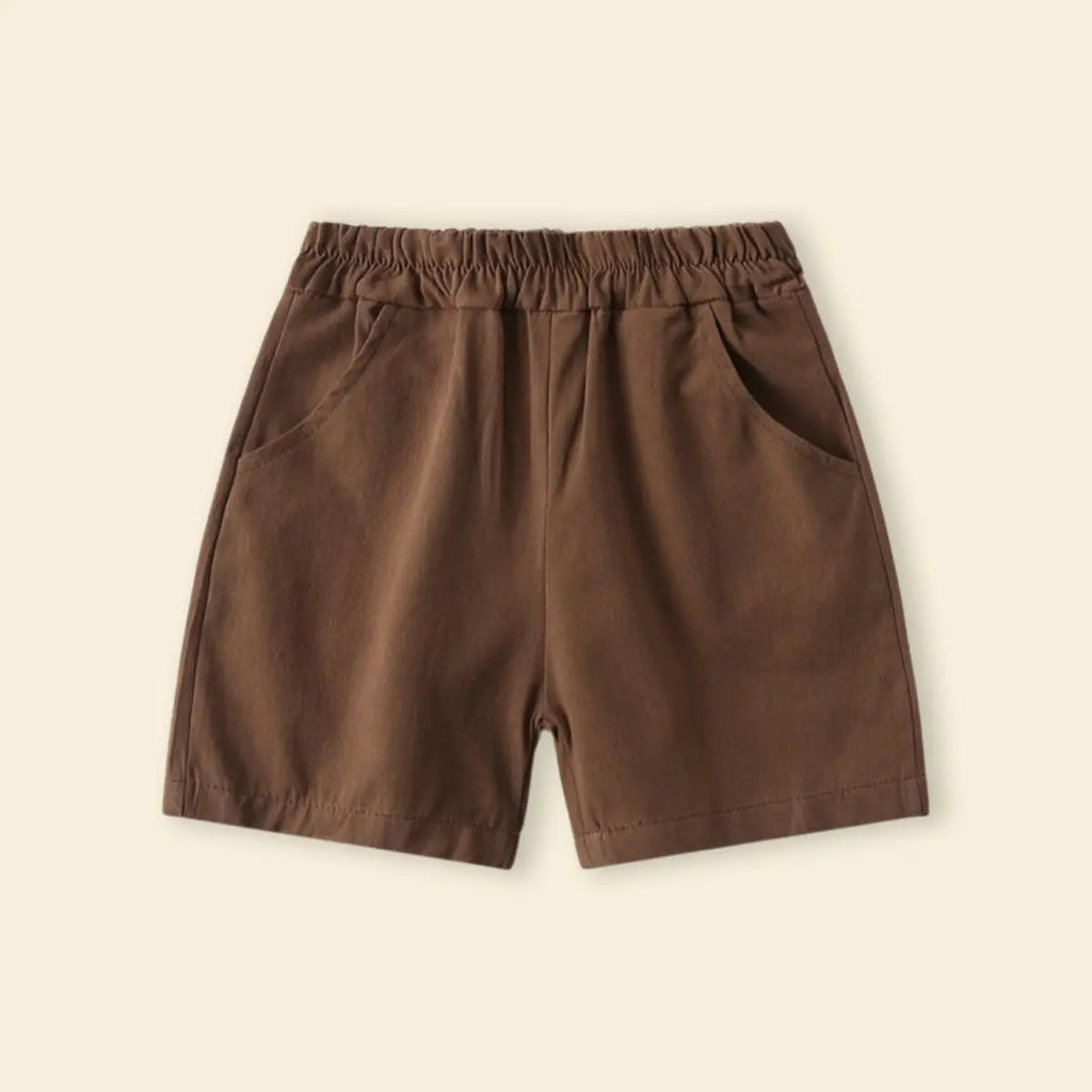 Boys Brown Polka Dot Print Short Sleeves Shirt With Shorts Set Sets