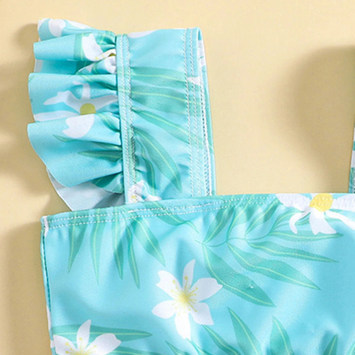 Girls Sky Blue Floral Printed To With Briefs Swimwear Sets Sets