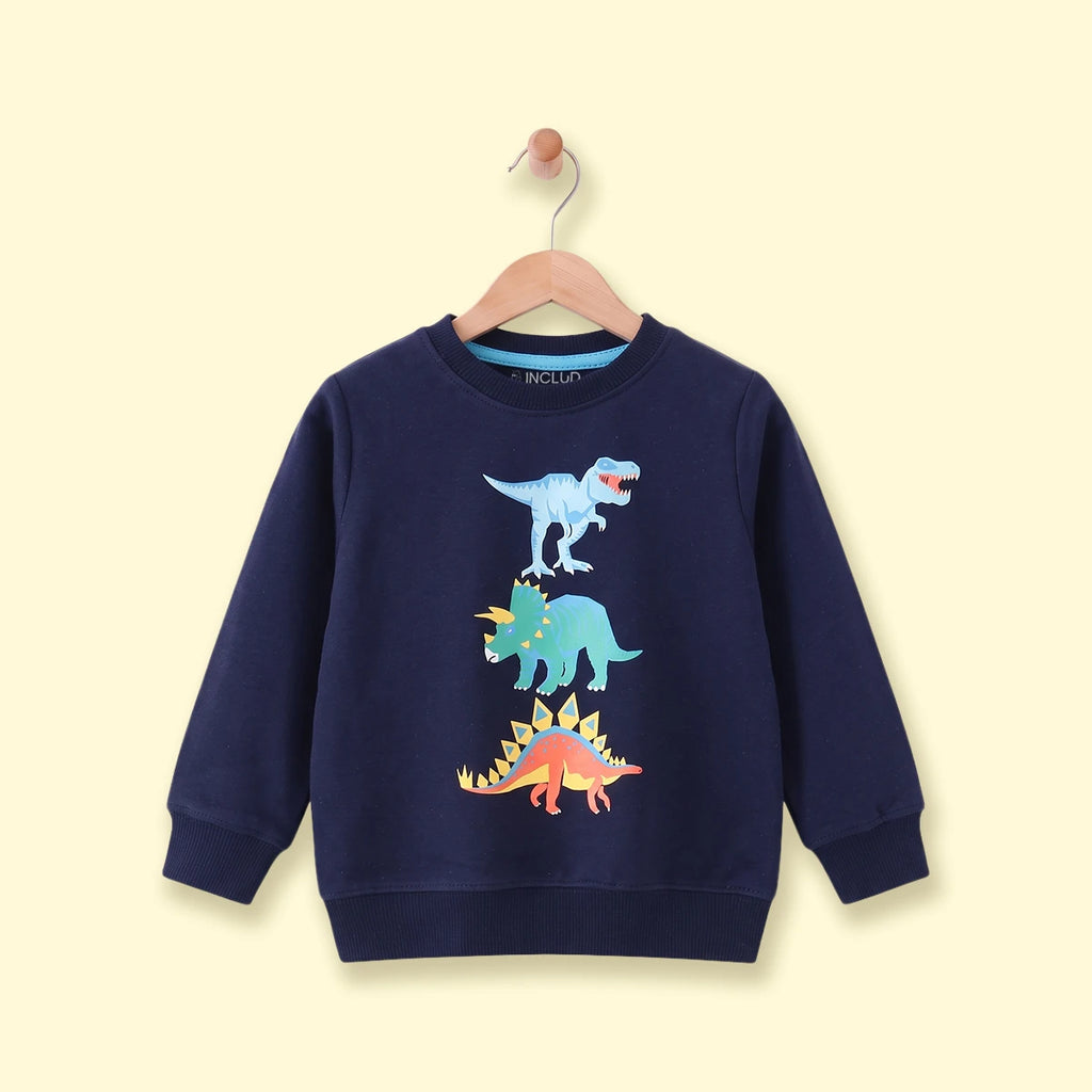 Boys Navy Blue Graphic Long Sleeve Sweatshirt Sweatshirts & Hoodies Navy Blue 1-2 Y