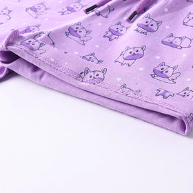Girls Lilac Animal Graphic Short Sleeve Top With Printed Shorts Sets Sets