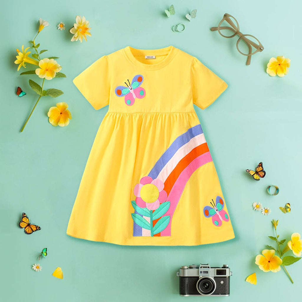 Girls Patchwork Fit & Flare Casual Dress