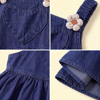 Girls Dark Blue Sleeveless Pinafore Dress Casual Dresses