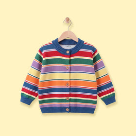 Boys Multicolour Striped Long Sleeve Cardigan Sweaters & Cardigans Multicolor 2-3 Y
