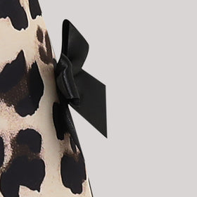 Girls Khaki Leopard Print Side Bows Details Loose Fit Pants Pants