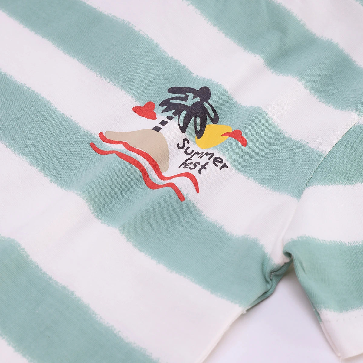 Boys Green Tropical Palm Print T-Shirt With Shorts Sets 2 pc. Sets