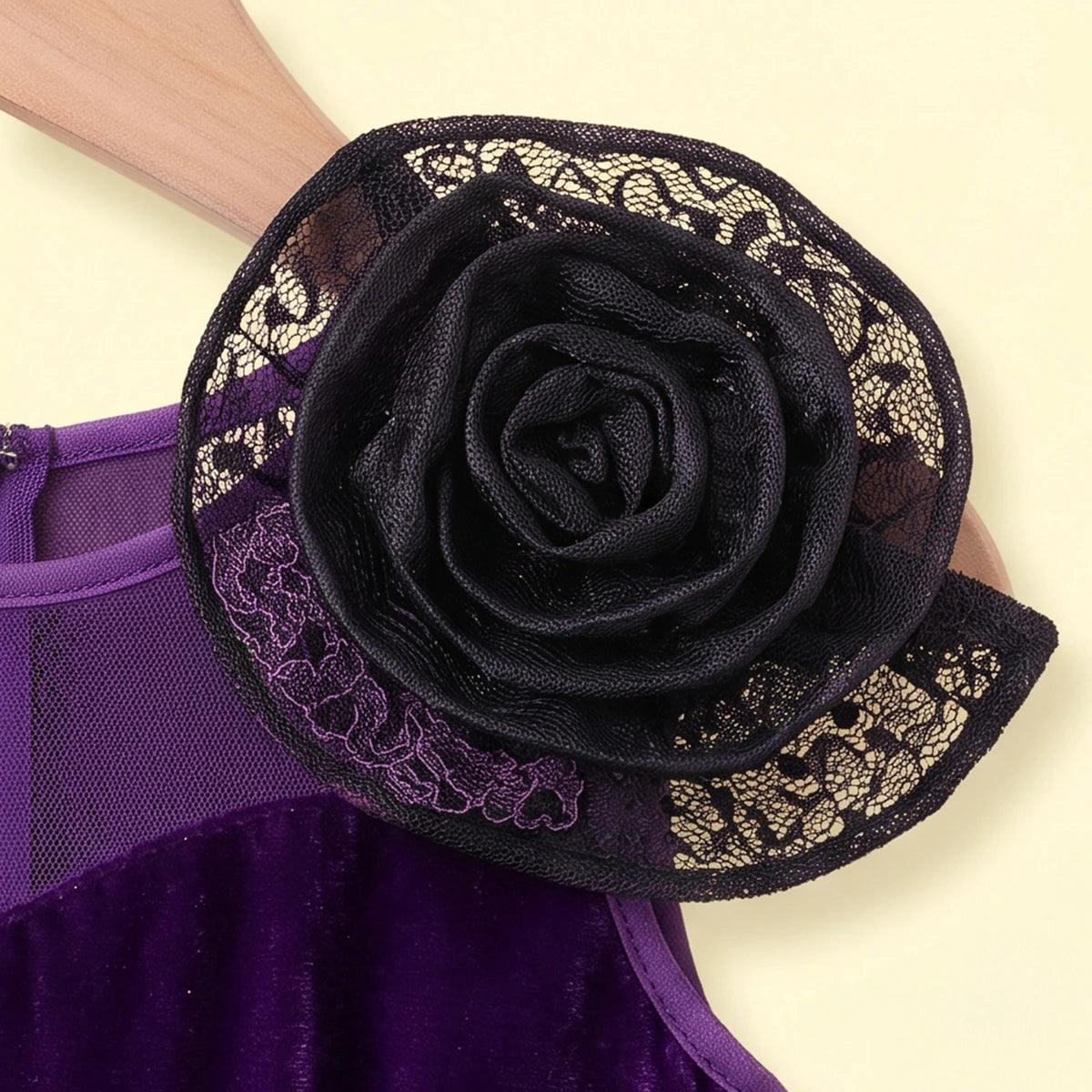 Girls Purple Sleeveless Floral Applique Fit & Flare Party Gown Party Dresses