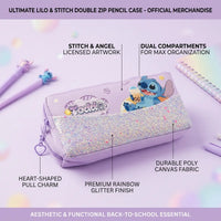 Girls Lavender Zipper Pencil Pouch with Glitter Finish Trending Accessories