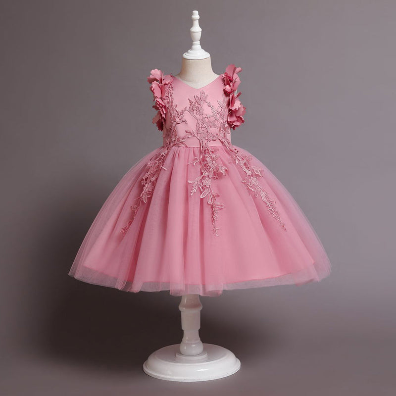 Girls Embroidered Fit & Flare Party Dress Party Dresses Pink 1-2 Y